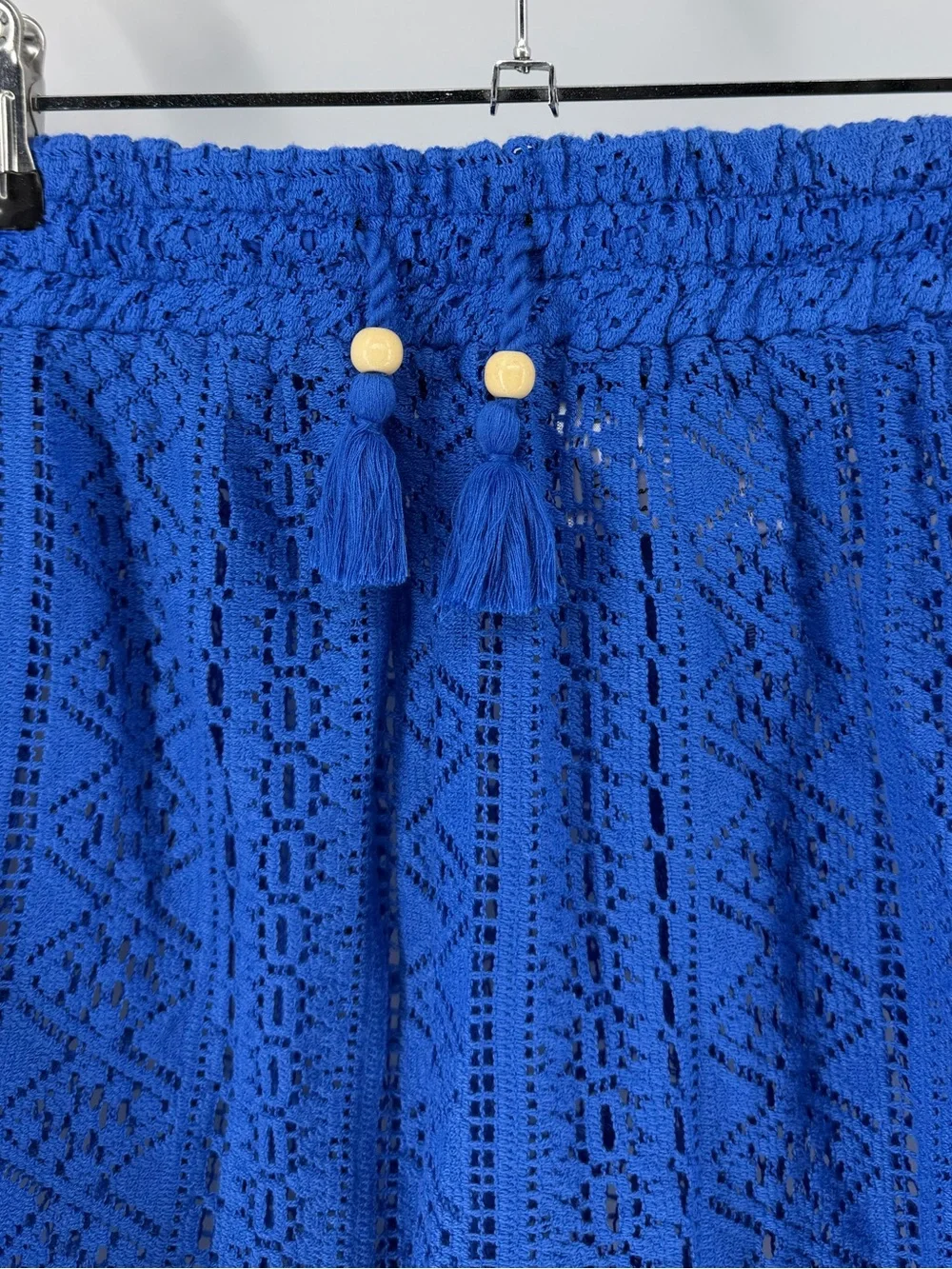 GOA by Japna Crocheted Swim Coverup Blue Shirt & Shorts Matching Set, Women's XL
